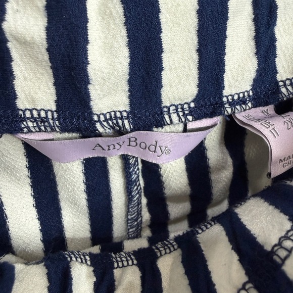 AnyBody Womens Size 1X Navy White Stripe Paperbag Waist Wide Leg Cropped Pants - Picture 6 of 10